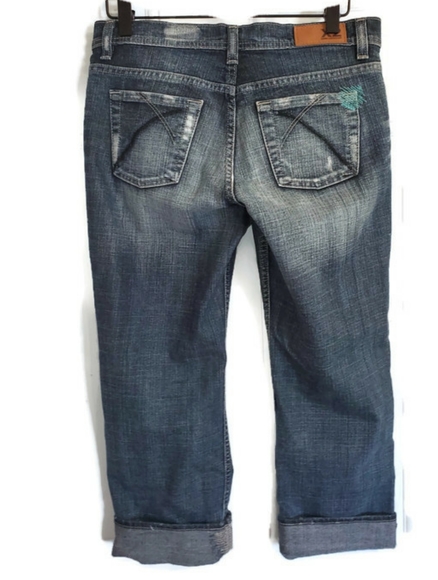 4/25Express X2Cropped Capri Jeans Medium Wash Sz 2 - Picture 4 of 6